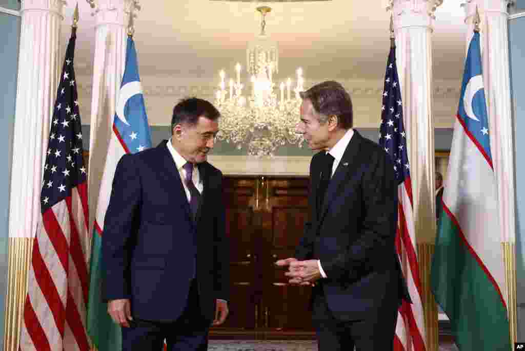 AQSh Davlat kotibi Entoni Blinken va O&#39;zbekiston Tashqi ishlar vaziri Vladimir Norov, Vashington, 12-dekabr, 2022
