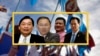 According to Global Witness, these four politically-connected tycoons benefit from the collapse of democracy in Cambodia. From left to right: Mong Reththy, Ly Yong Phat, Try Pheap, and Lao Meng Khin. (AP/REUTERS) 