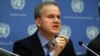 Danylo Lubkivsky, deputy foreign minister of Ukraine, speaks to the media at the United Nations in New York, April 25, 2014.