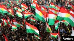 Iroq kurdlari referendumni yoqlab namoyish o'tkazmoqda, Erbil, 22-sentabr, 2017-yil.