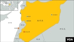 叙利亚地理位置示意图