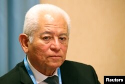 Venezuela's ambassador to the United Nations Jorge Valero attends a media briefing in Geneva, Switzerland, May 22, 2019.