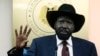 South Sudan's President Salva Kiir gestures during a news conference in Juba, Dec. 18, 2013. 