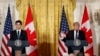 President Donald Trump and Canadian Prime Minister Justin Trudeau participate in a joint news conference in the East Room of the White House in Washington, Feb. 13, 2017. 